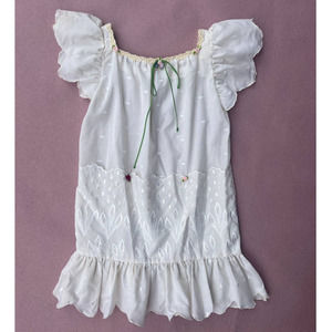 Vintage White Embroidered Fairy Shift Dress